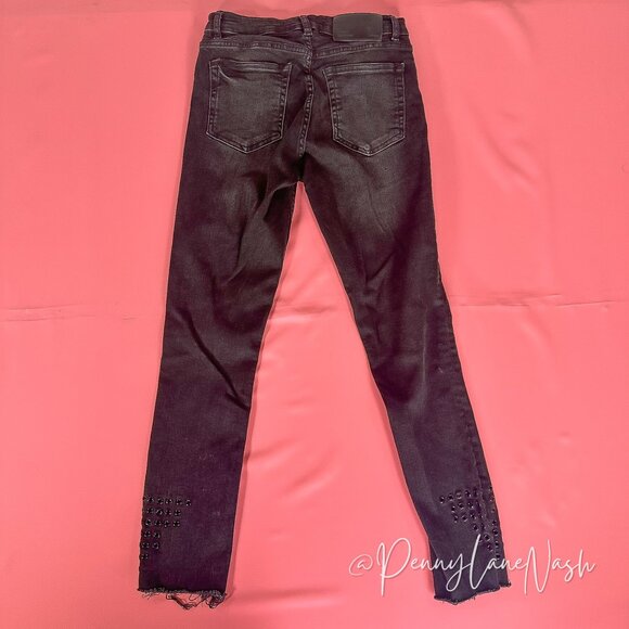Zara Trafaluc Denimwear Raw Hem Skinny Jeans Washed Black - Picture 6 of 9